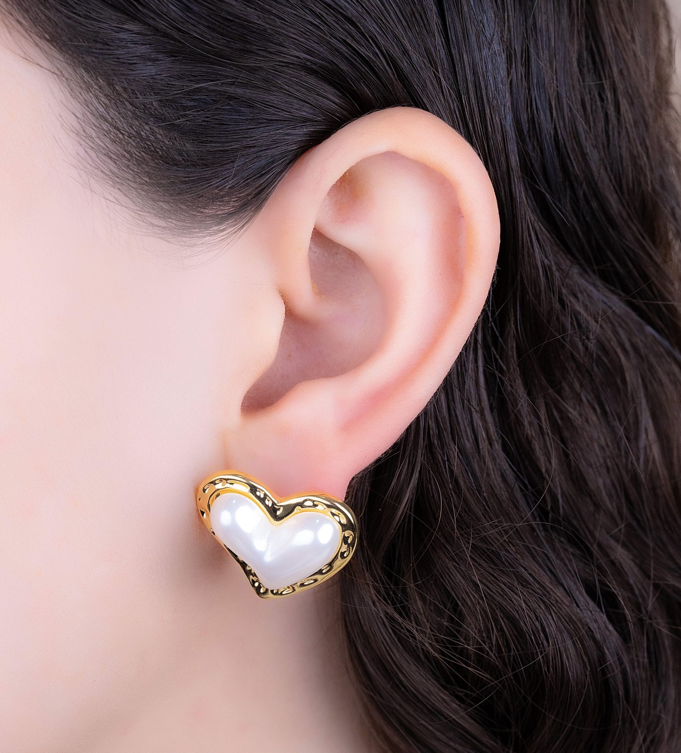 Aretes Corazones Perlados