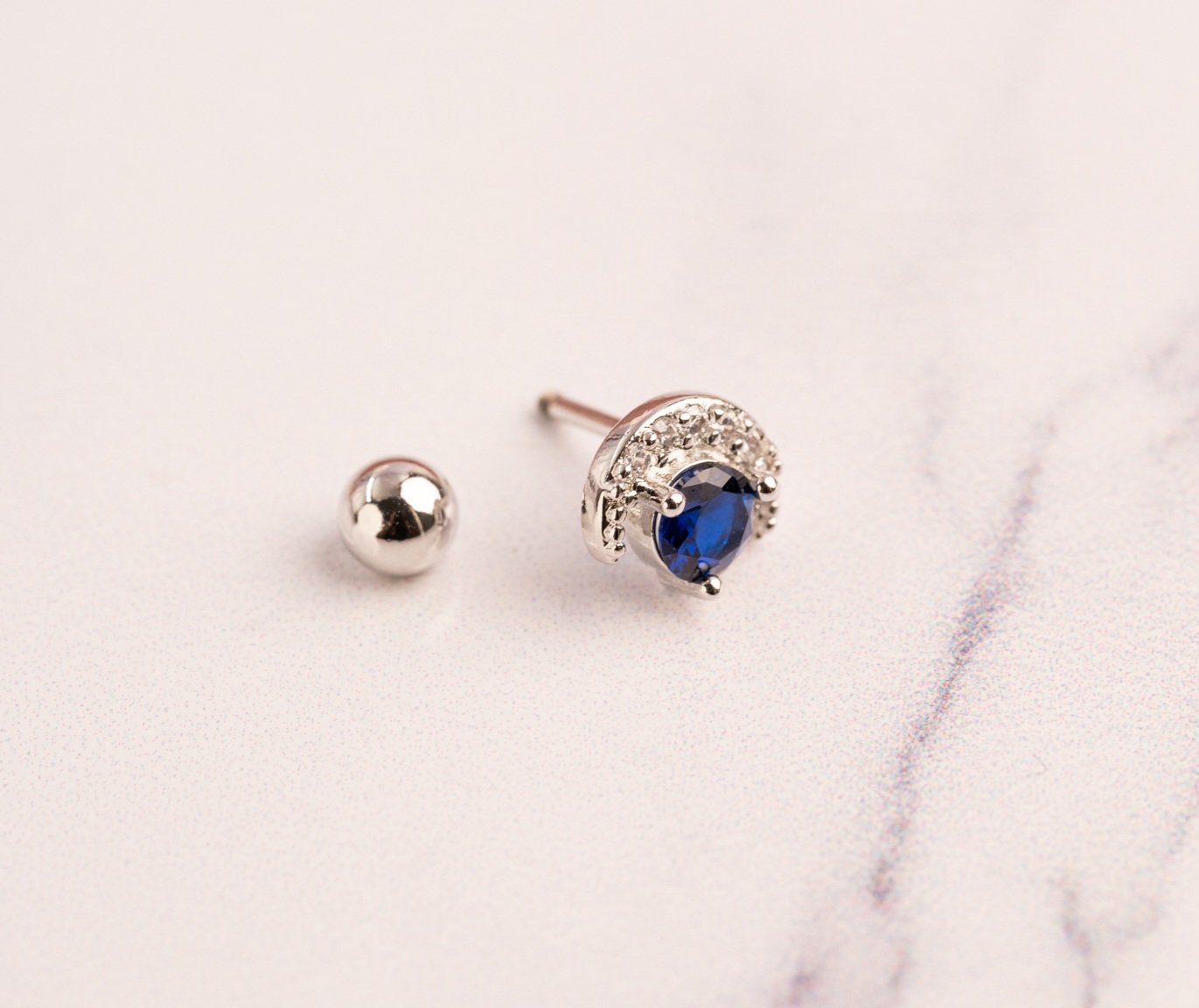 Piercing Luna Piedra Azul