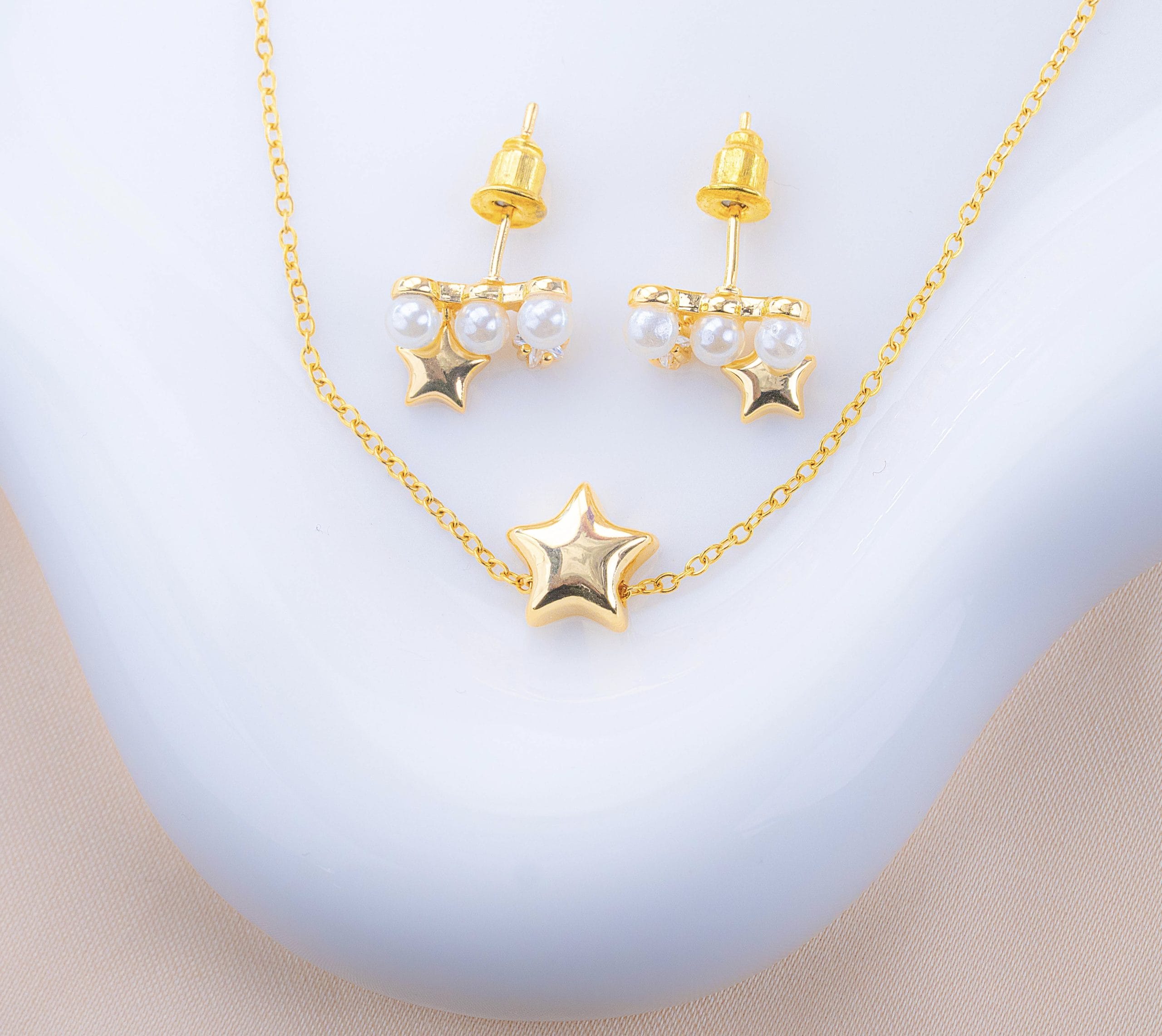 Juego Estrella Perlas Dorado